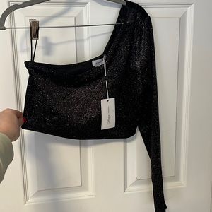 NEW WITH TAGS! Lovers+ Friends One Shoulder Sparkle Crop Top